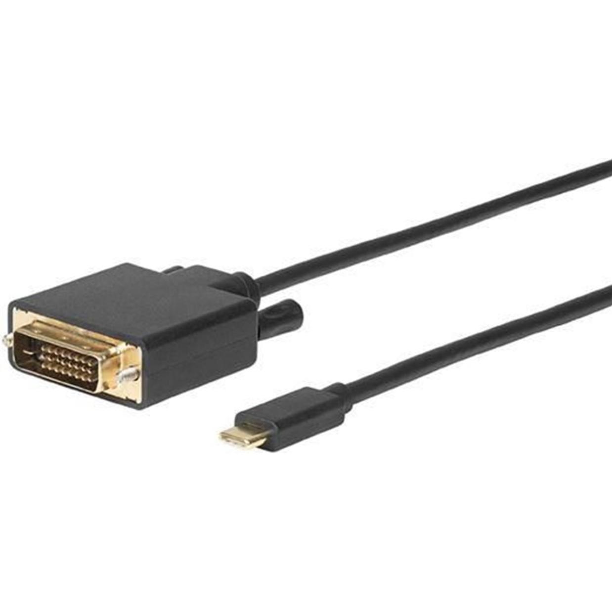 MicroConnect USB3.1CDVI18B 1.8m USB C DVI-D Schwarz Videokabel-Adapter (1.80 m, DVI), Video Kabel
