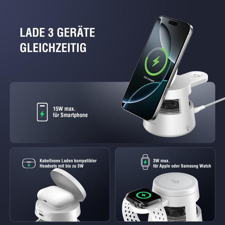 Actual product image 4smarts Wireless Charger Aura Sound, Induktion Ladestandard: Qi2 (15 W)