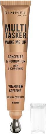 Image du produit Rimmel London Multi-Tasker Wake Me Up Foundation & Concealer 050 Sand Depuffs Brightens Dark Circles Metallic Cool (050 Sable)