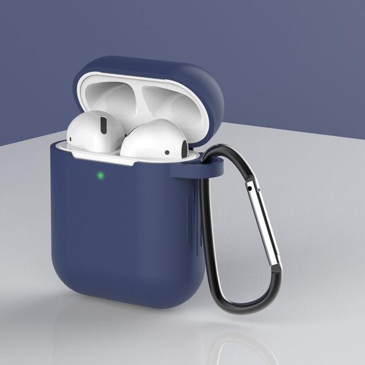 Immagine prodotto Hurtel Custodia per AirPods 2 / AirPods 1 custodia morbida in silicone per cuffie + ciondolo moschettone po (Manicotto per cuffie)