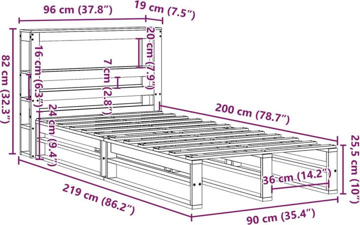 Image du produit vidaXL Bettrahmen (90 x 200 cm)