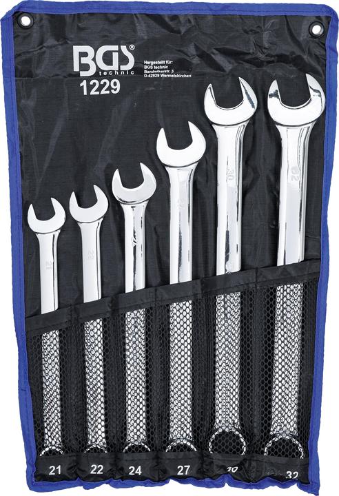 Produktbild BGS Maul-Ringschlüssel-Satz extra lang SW 21 - 32 mm 6-tlg. (32 mm, 24 mm, 22 mm, 21 mm, 27 mm, 30 mm)