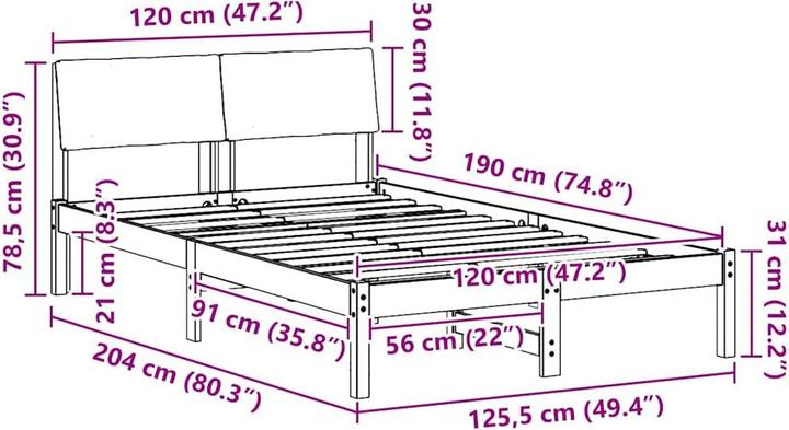 Image du produit vidaXL Plattformbett (120 x 190 cm)
