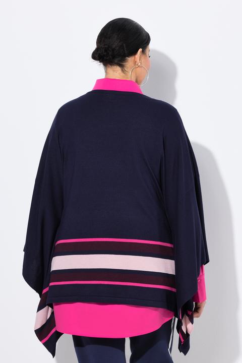 Immagine prodotto Ulla Popken Mantellina di maglia dal taglio oversize con righe, scollo rotondo e maniche lunghe (42, 44, 46, 48)