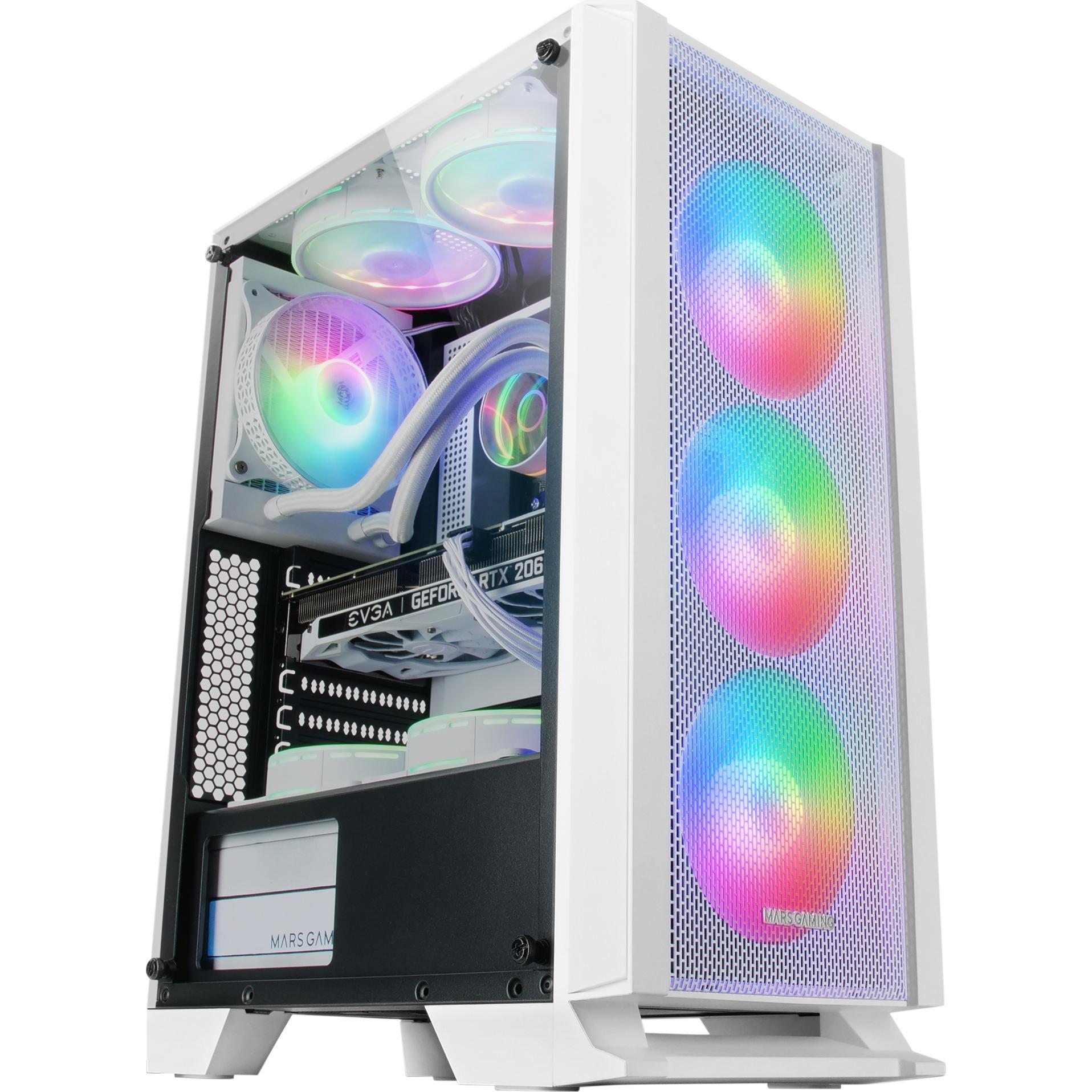 Thumbnail - Mars Gaming Boitier Moyen Tour Atx Mc-C RGB Avec Panneau Vitré (Blanc) (mATX, Mini-ITX, ATX), PC Gehäuse, Weiss