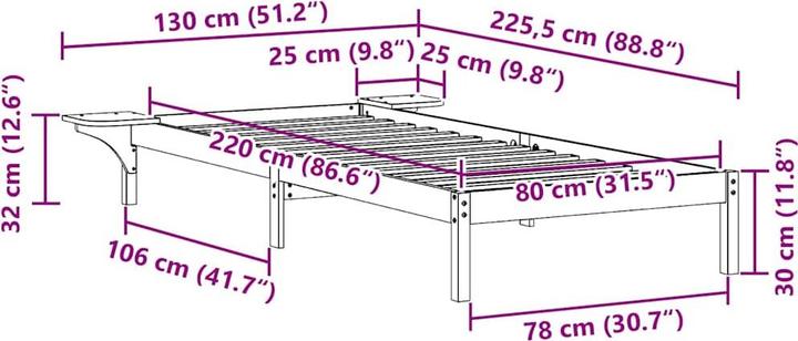 Image du produit vidaXL Plattformbettgestell (80 x 220 cm)