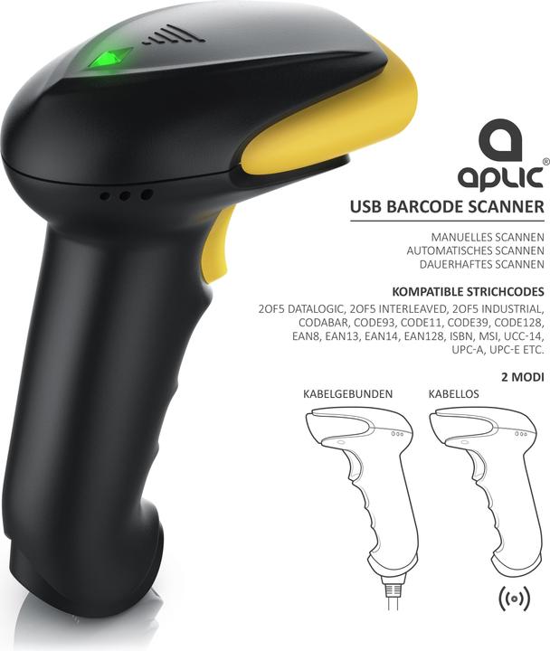 Actual product image Aplic Barcode Scanner Wireless - 2.4 Ghz wireless laser handheld scanner, handheld reader USB, 6 scan