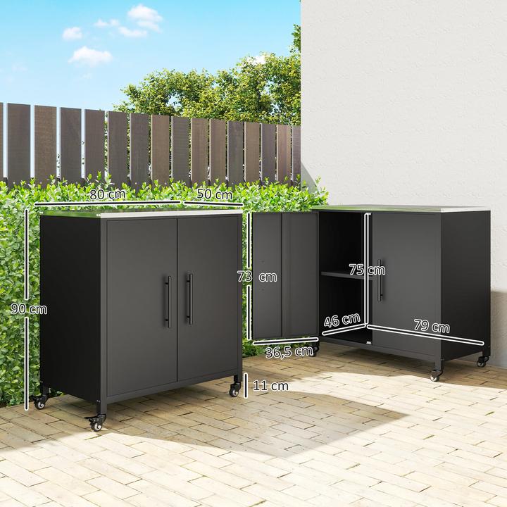 Produktbild Outsunny Gartenschrank Metall, Edelstahl Schwarz