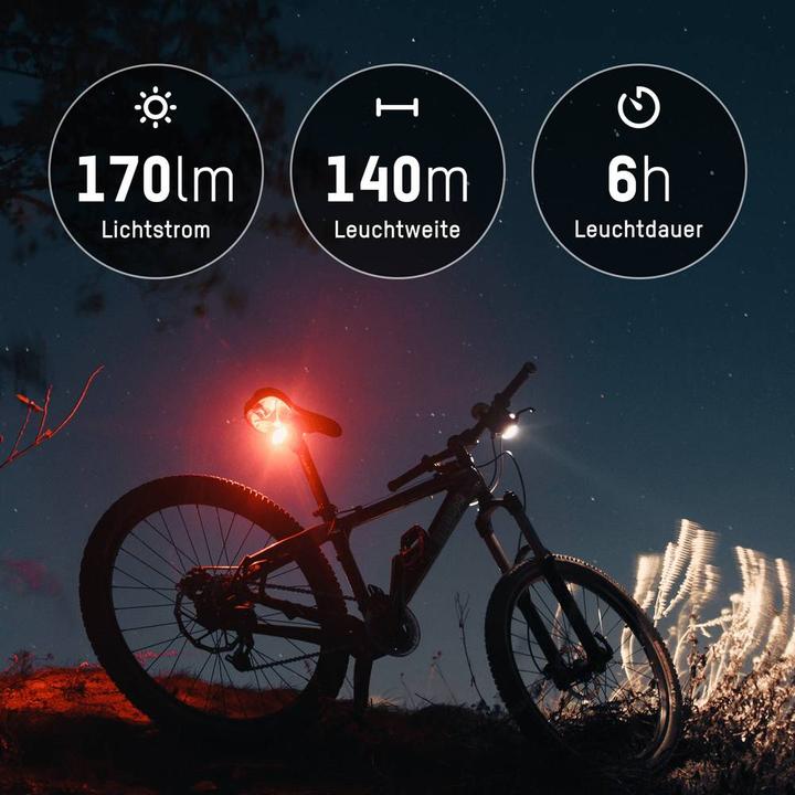 Produktbild Ansmann Fahrradbeleuchtung Fahrradlicht Set Akku Front und Rücklicht (170 lm, 170 lm)