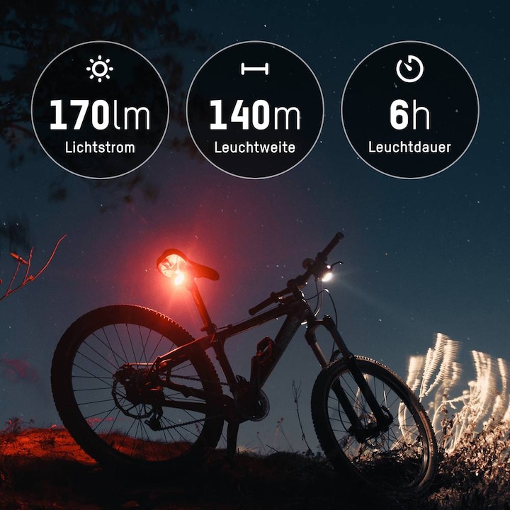 Immagine prodotto Ansmann Illuminazione per biciclette Set di luci per biciclette Batteria anteriore e posteriore (170 lm, 170 lm)
