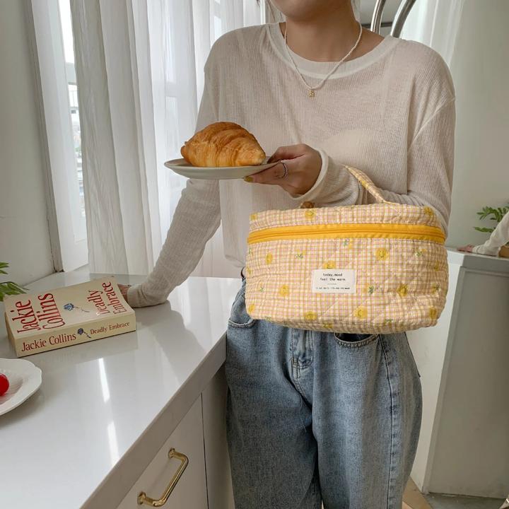 Immagine prodotto Only-Bags.Store Trapuntatura in cotone: borsa per il trucco con chiusura a cerniera, organizzatore di cosmetici