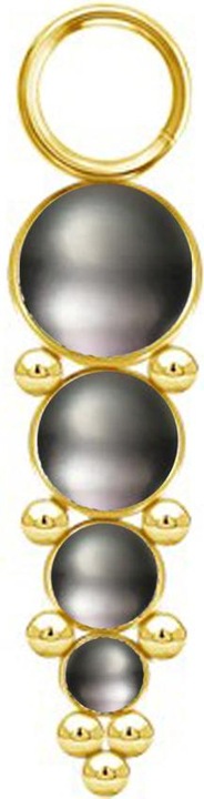 Produktbild Star Piercing Anhänger vergoldet vier Perlen schwarz mit Kugeln (ohne Messing, Chirurgenstahl 316L)