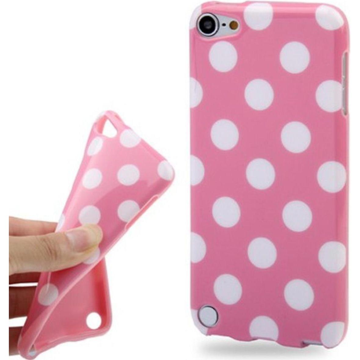 Thumbnail - König Design Handyhülle Design Punkte für Apple iPod Touch 5 rosa/weiss, MP3 Tasche + Hülle, Rosa