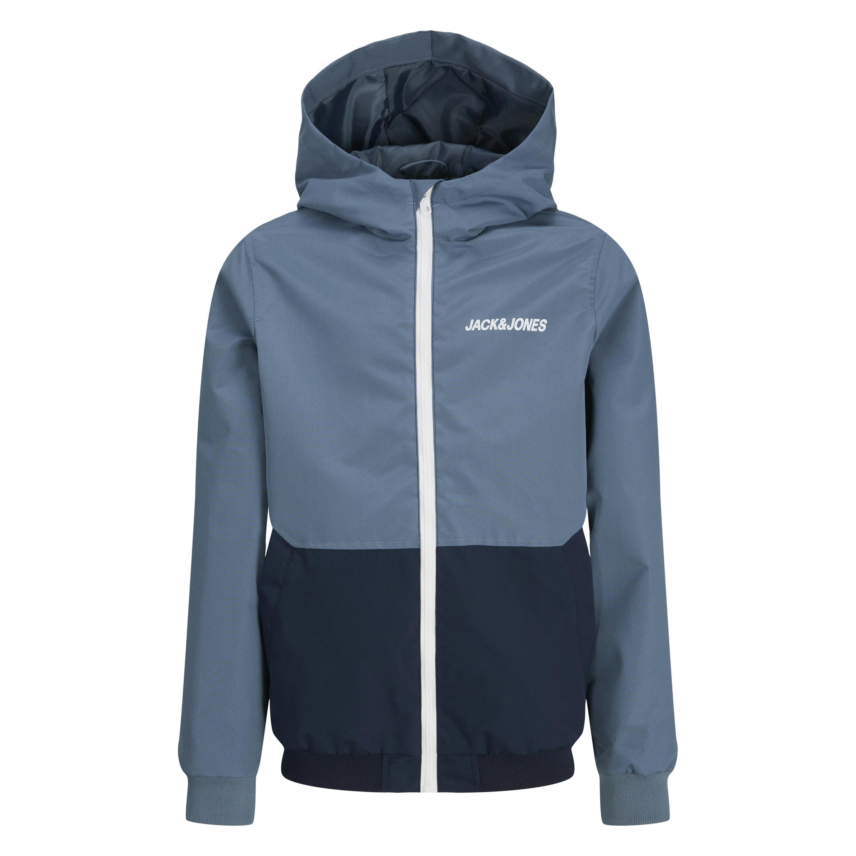 Jack & Jones, Jungen, Outdoorjacken, Jjerush Blocking Hood Bomber Noos Jnr (164), Blau, 164