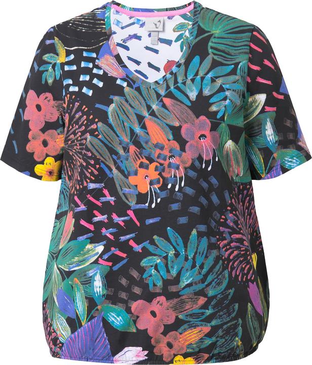 Produktbild Ulla Popken T-Shirt, Gummisaum, V-Ausschnitt, Halbarm (56)