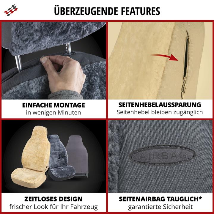 Actual product image Walser Car seat cover lambskin lambskin cover Zoya car seat cover lambskin anthracite
