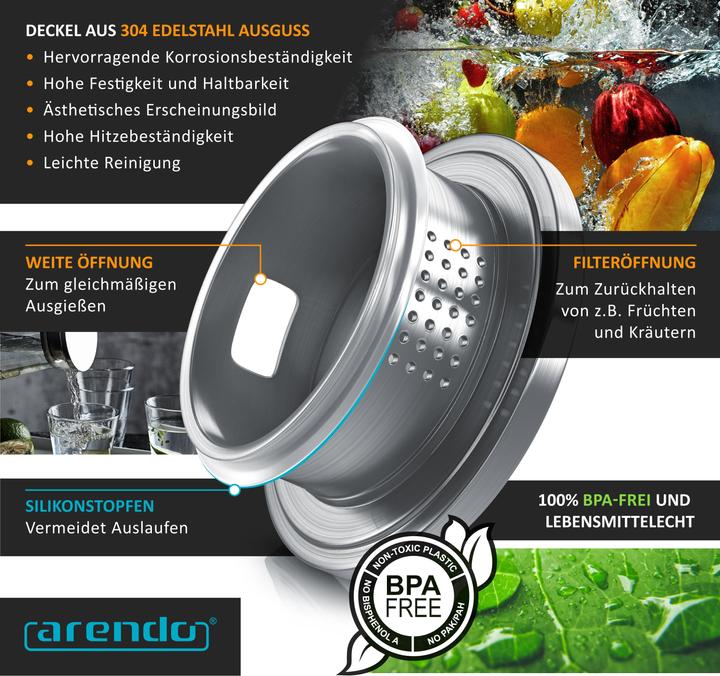 Image du produit Arendo Carafe en verre avec couvercle (1.40 l)