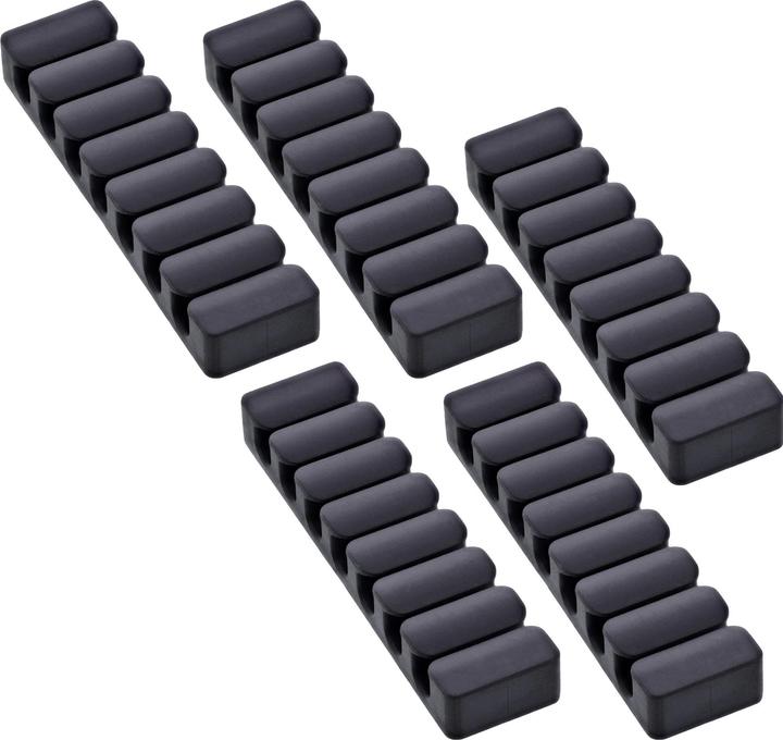 InLine 5er Pack ® Kabelclip, 7-fach, selbstklebend, schwarz