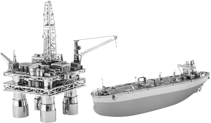 Actual product image Metal Earth constructie speelgoed Offshore Oil Rig and Tanker Gift Box