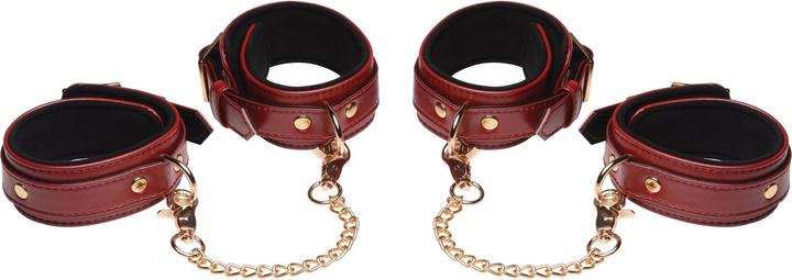 Productafbeelding Master Series 6-Delige Bourgondische Bondage Set Bourgondische Boeien, Halsband en Leiband - Bourgondisch