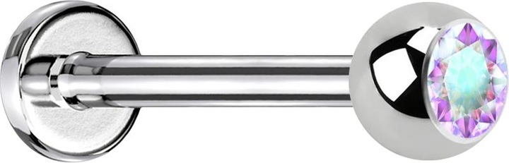 Image du produit Star Piercing Micro Labret argenté avec cristal boule multicolore (Acier chirurgical 316L, sans laiton)