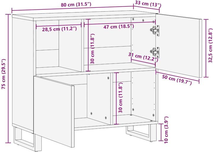 Image du produit vidaXL Seitenschrank (80 x 33.50 x 75 cm)