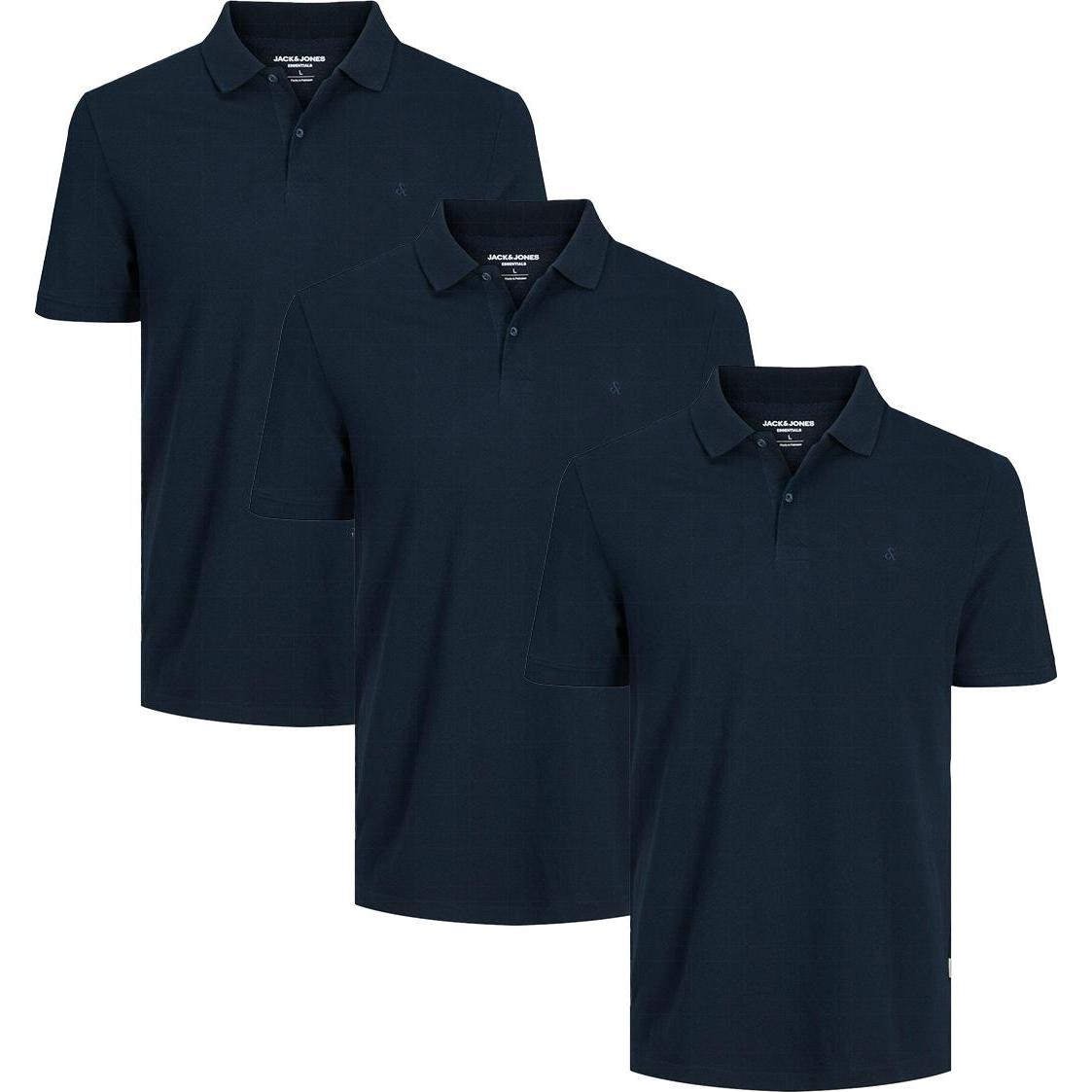 Jack & Jones, Herren, Shirt, 3er Pack Basic T-Shirt, Blau, (M)