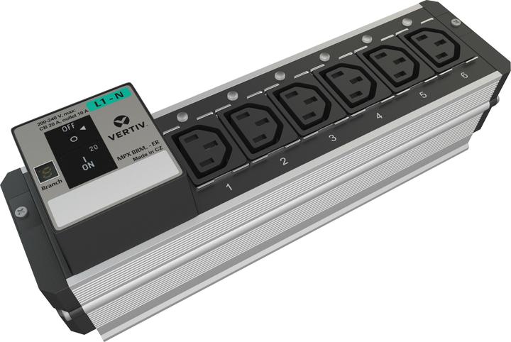Produktbild Vertiv Knürr MPX Rack PDU output module branch metered 0U 230V 10A L1-N outputs (6)C13