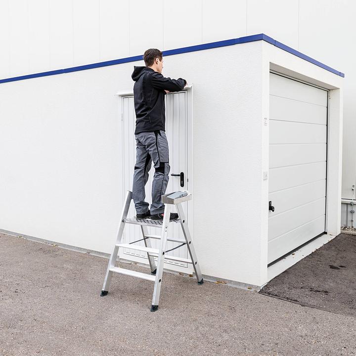 Actual product image Munk Folding steps double sided aluminium natural 3 steps (Folding step, 47 cm)