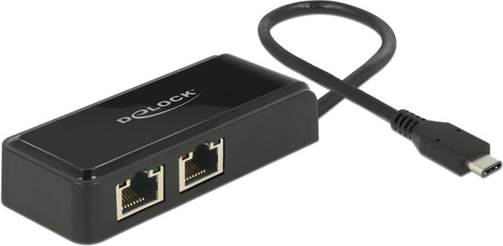 Productafbeelding Delock USB3.1 netwerkkaart type-C - 2x RJ45, 27cm (USB 3.1 Gen 1, RJ45 Gigabit Ethernet (2x))