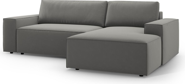 Actual product image Micadoni Velvet Right Corner Sofa With Bed Function And Box, "Jodie", 3 Seats, 246x151x86 Made in Europe (Corner sofa)