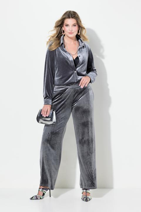 Actual product image Miamoda Velvet pants with wide legs and semi-elastic waist (50)