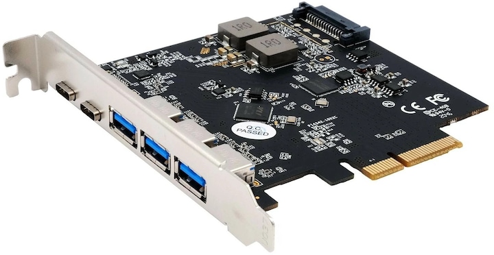 GmbH USB 3.2 Gen2 PCIe (x2) Karte mit 5 Ports ( 3A+2C Anschlüsse)