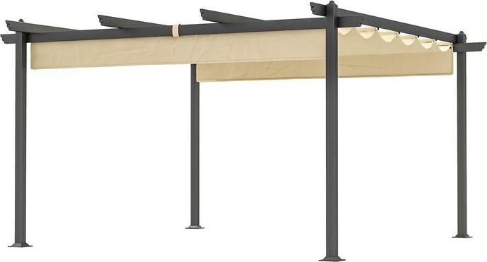 Actual product image Swisshandel24 Pergola ca. 4x4m, verstellbares Dach, Freistehend, Beige (390 cm, 390 cm)