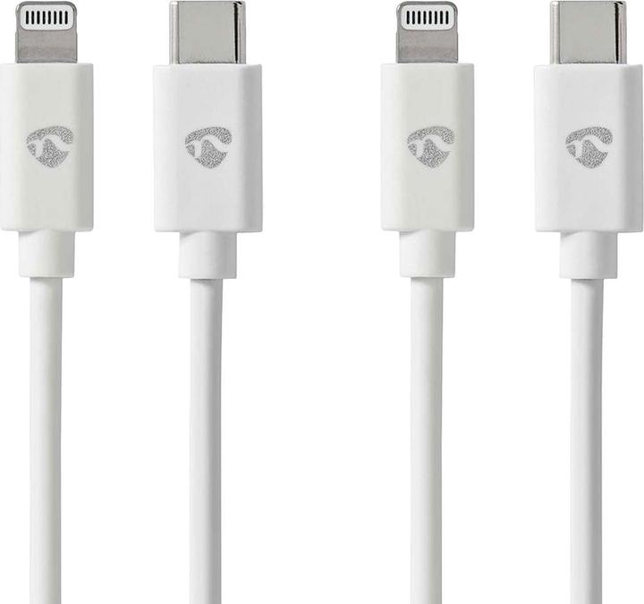 Produktbild Nedis 2er-Set iPhone Ladekabel, Lightning, Kabel, USB-C, MFi Zertifiziert, 2 m, weiss (2 m, USB 2.0, 18 W)