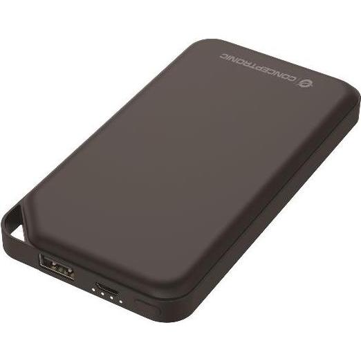 Conceptronic AVIL 01B (10000 mAh, 10 W, 37 Wh), Powerbank, Schwarz