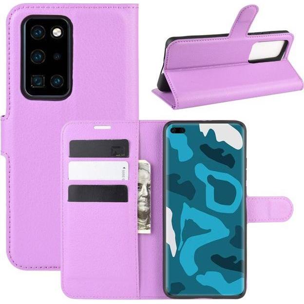 Thumbnail - MU Classic Litchi Leder Bookcover Series (Huawei P40 Pro), Smartphone Hülle, Violett