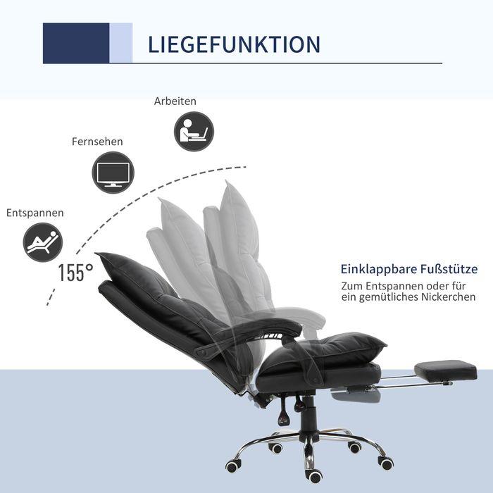 Image du produit Swisshandel24 Chaise de bureau avec repose-pieds Similicuir noir (55 - 63 cm)