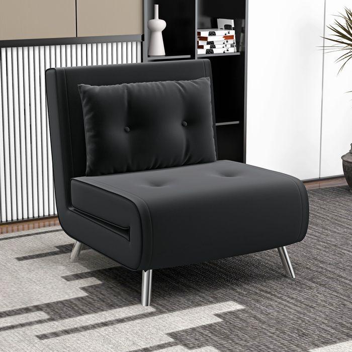 Produktbild Swisshandel24 Schlafsessel Kissen Gästebett Polstersofa Samt Schwarz 77x88x83cm