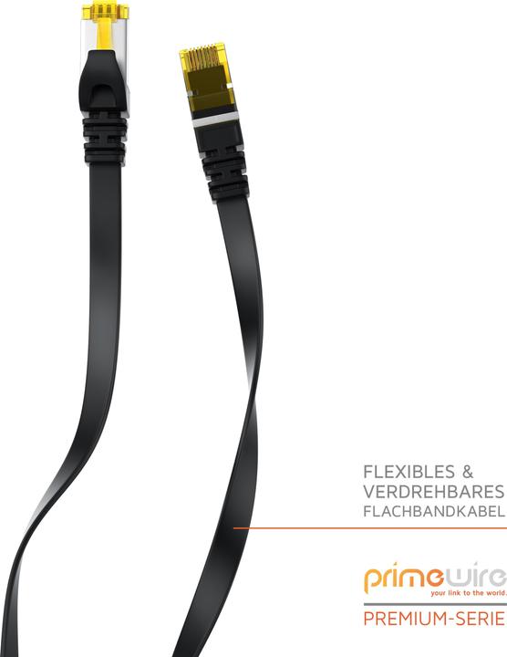 Produktbild Primewire CAT.7 Netzwerkkabel flach - Ethernet Gigabit Lan Kabel RJ45 - Patchkabel - komp. CAT.5 CAT.6 CAT.8 (U/FTP, CAT7, 1 m)