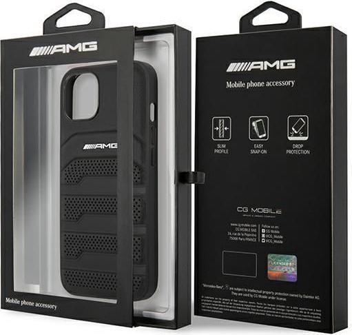 Immagine prodotto Mercedes AMG AMHCP14MGSEBK Custodia rigida per iPhone 14 Plus 6,7" in pelle nera con linee in rilievo (Apple iPhone 14 Plus)