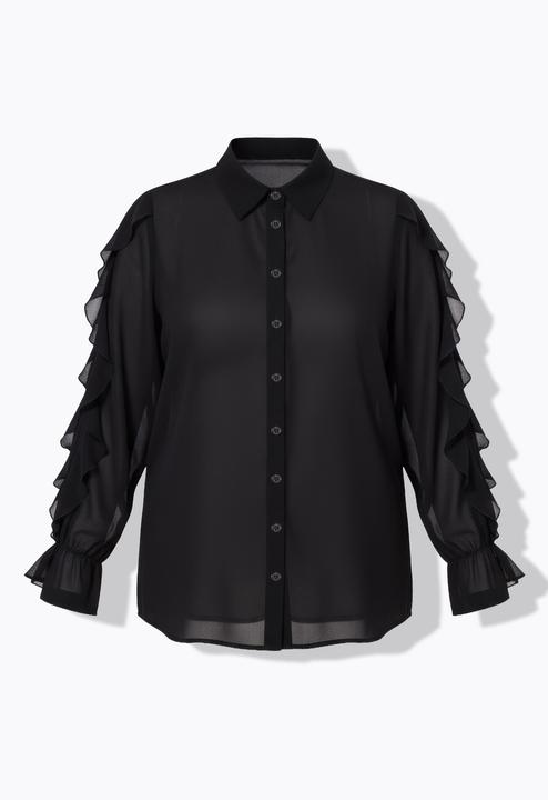 Produktbild Studio Untold Chiffon-Bluse, oversized, transparent, Volants, Langarm (58)