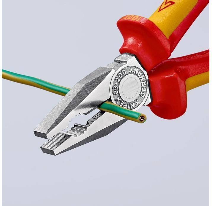Produktbild Knipex Kombizange DIN ISO 5746 L.200mm VDE max. 16mm2 verchromt 2Komp.-Hüllen m.Abgleitschutz 1000V-isol... (200 mm)