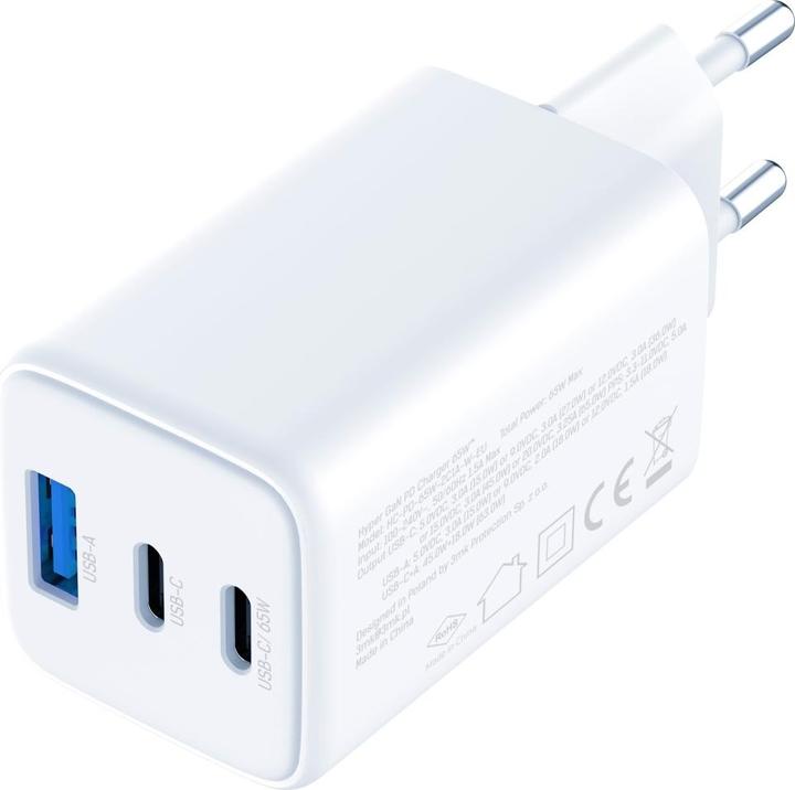 Productafbeelding 3MK Ładowarka sieciowa Hyper GaN Charger 65W 1xUSB-A 2xUSB-C PD QC4+ biały (65 W)
