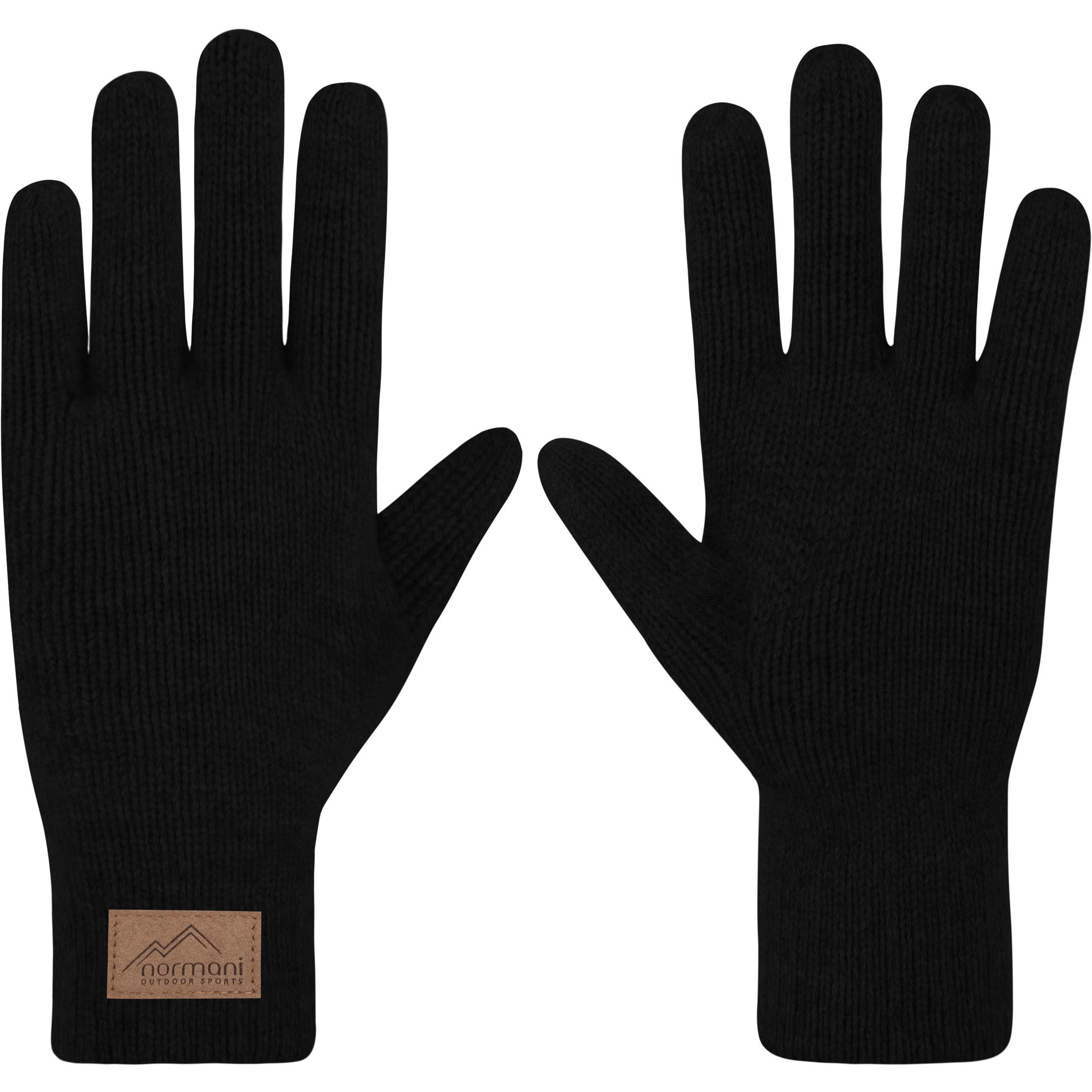Normani, Herren, Handschuhe, Herren Merino Strick-Fingerhandschuhe „Malak" - 9661, Schwarz, (10)