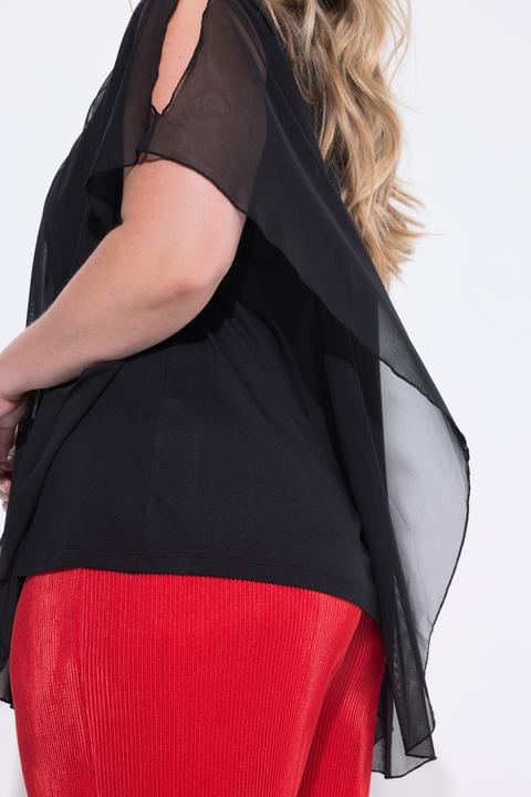 Immagine prodotto Miamoda Maglia in mesh con apertura sulla spalla e top in jersey coprente (46, 48)