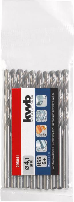 Produktbild kwb 205041 HSS Spiralbohrer 1 Stück 4.1 mm Gesamtlänge 75 mm DIN 338 Zylindersc (4.1 Millimeter)