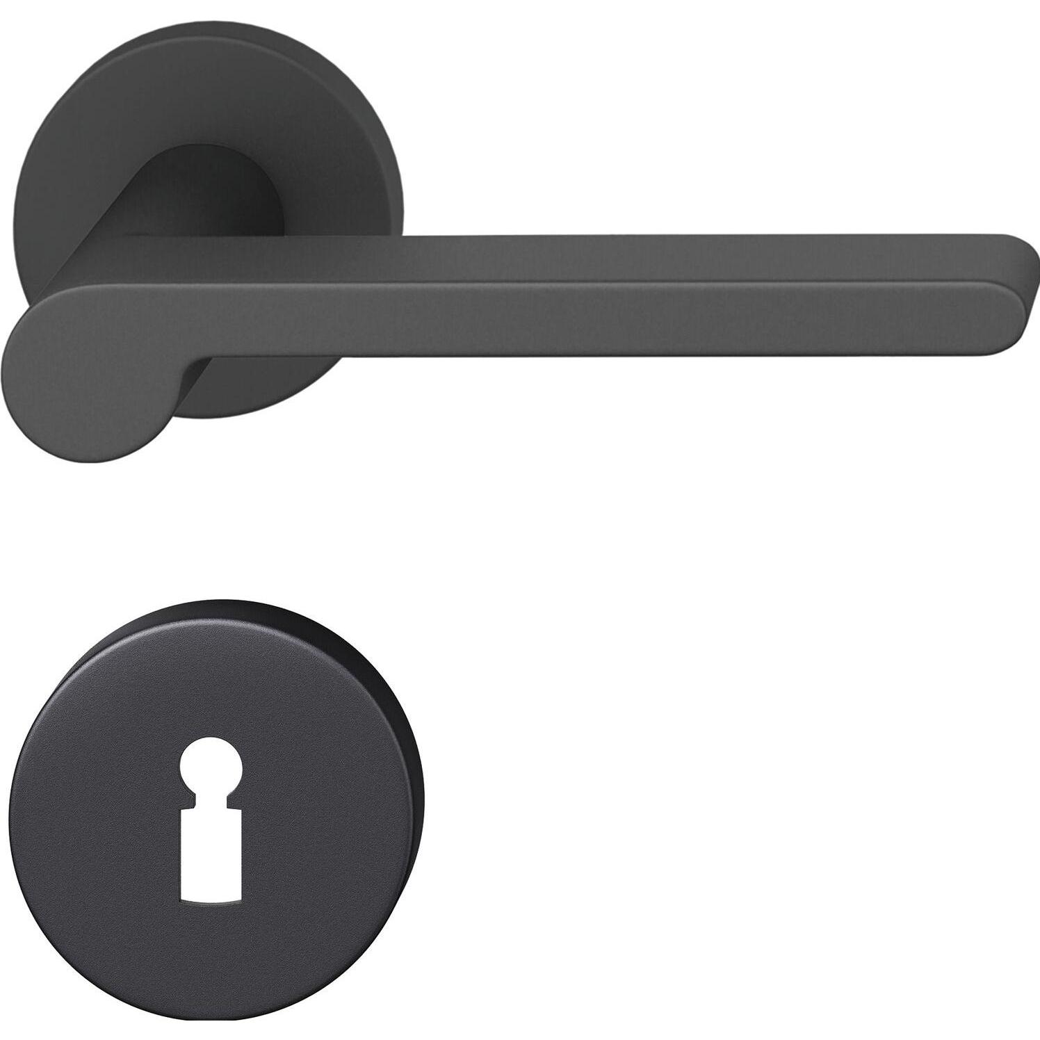 FSB, Türgriff + Fenstergriff, Drückergarnitur 12 1021 ASL auf Rosette BB, schwarz matt (Türgarnitur)