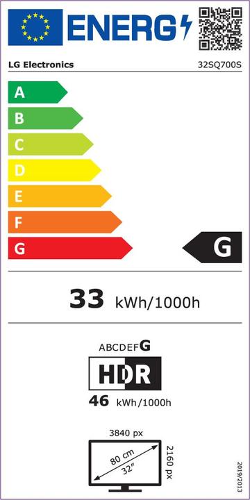 Energie-Label LG 32SQ700S-W (3840 x 2160 Pixel, 32")