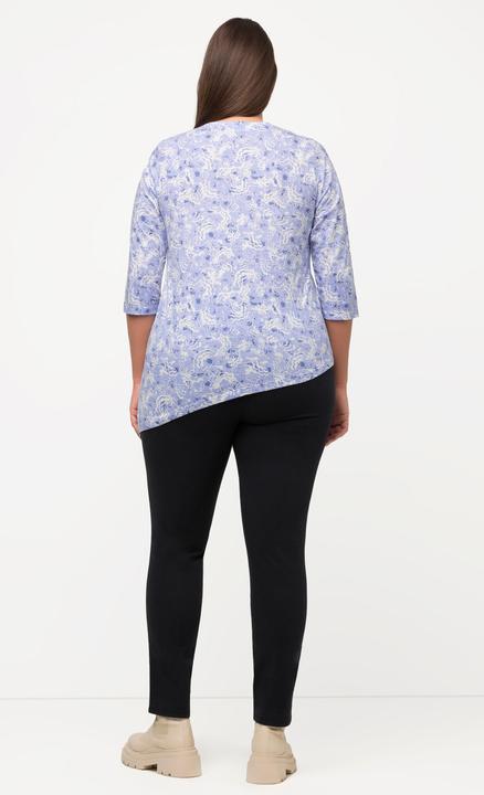 Actual product image Ulla Popken Eco Cotton Abstract Printed Asymmetrical Pointed Hem Tee (46, 48)